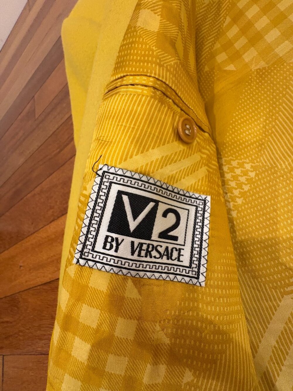 Versace V2 Blazer Mens 44RL Electric Yellow Wool Cashmere Blazer Jacket